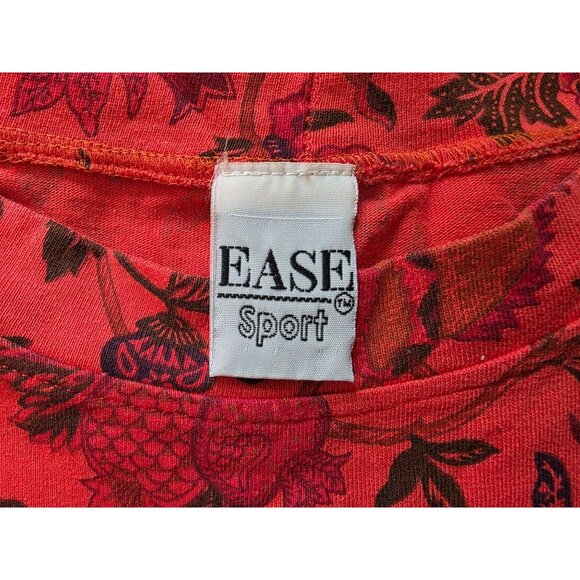 Ease Sport Floral Print 3X Orange Red & Pink Womens Blouse - Picture 4 of 7